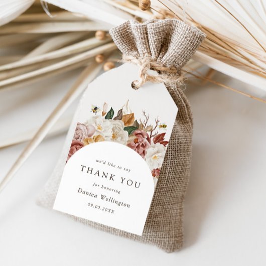 秋素朴のフローラ | Boho水彩赤ちゃんシャワー ギフトタグ