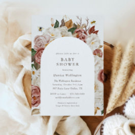秋素朴のフローラ | Boho水彩赤ちゃんシャワー 招待状