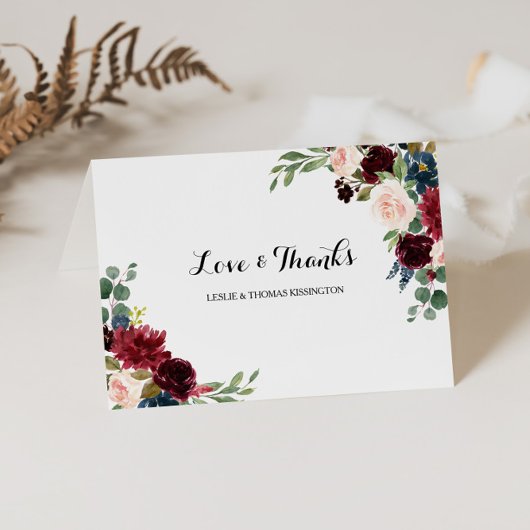 秋素朴のブルゴーニュ結婚の感謝 サンキューカード