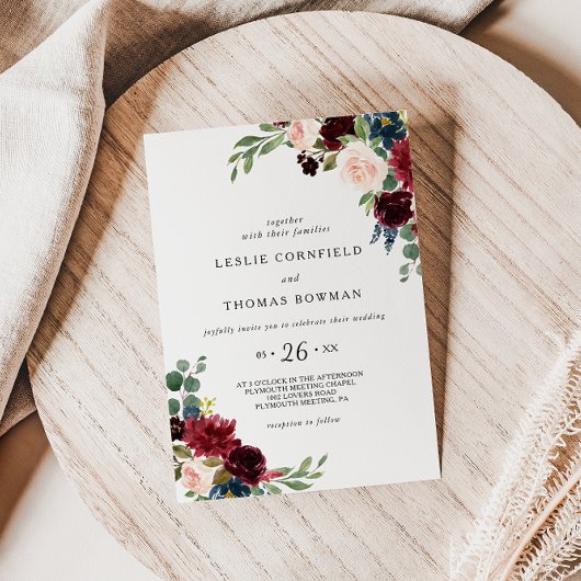 秋素朴のブルゴーニュ結婚ズ 招待状