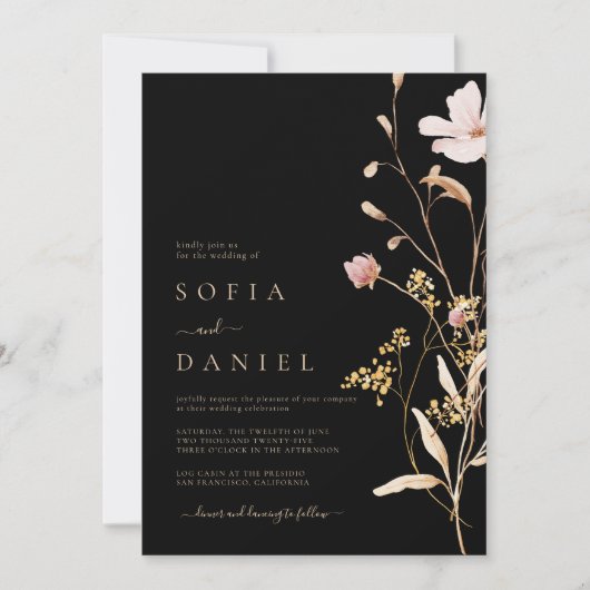 秋素朴のボホウォーター結婚カラー 招待状 (正面)