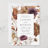 秋素朴のマルサラフローラフレーム結婚写真 招待状 (正面)