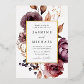 秋素朴のマルサラフローラ結婚写真 箔招待状 (正面)