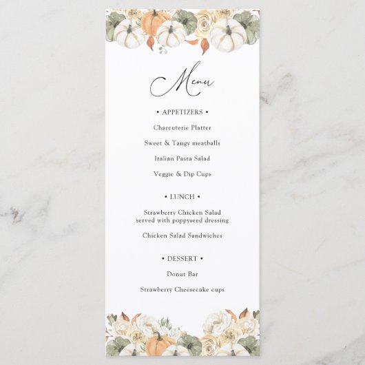 秋素朴のメニュー メニュー (正面)