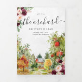 秋素朴のリンゴ結婚果樹園 三つ折り招待状 (カバー)