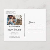 秋素朴の山結婚の |日付の保存 案内ポストカード (裏面)