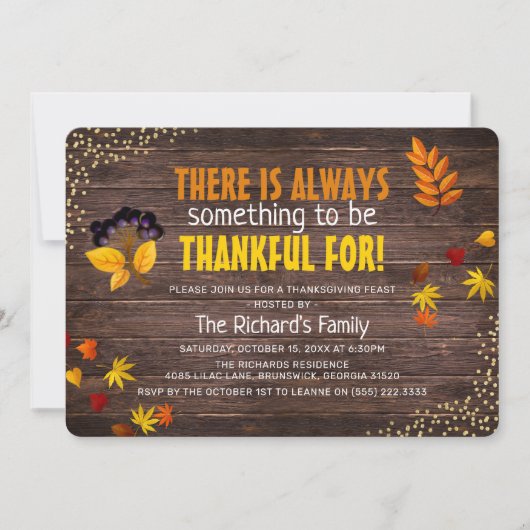 秋素朴の感謝祭ディナー 招待状 (正面)