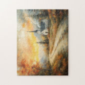 秋素朴の教会の水の色絵を描の ジグソーパズル (縦)