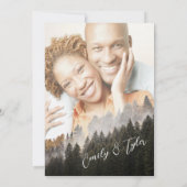 ©秋素朴の森の松の写真結婚 招待状 (裏面)