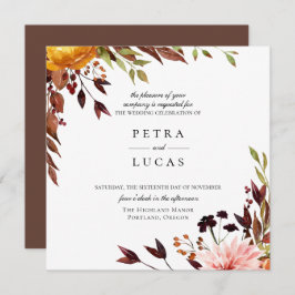 秋素朴の森の植物結婚式招待状 招待状