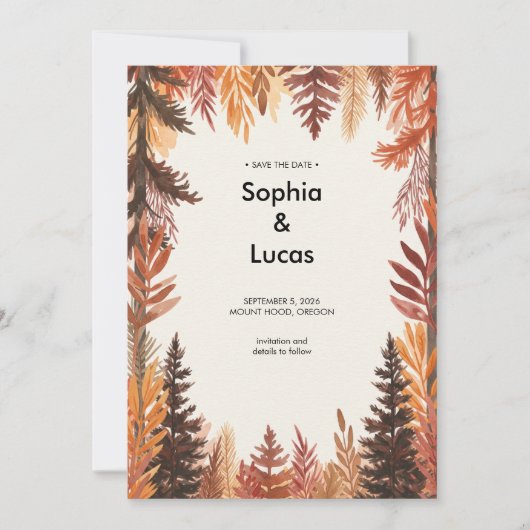 秋素朴の森の水の色結婚式招待状 招待状 (正面)