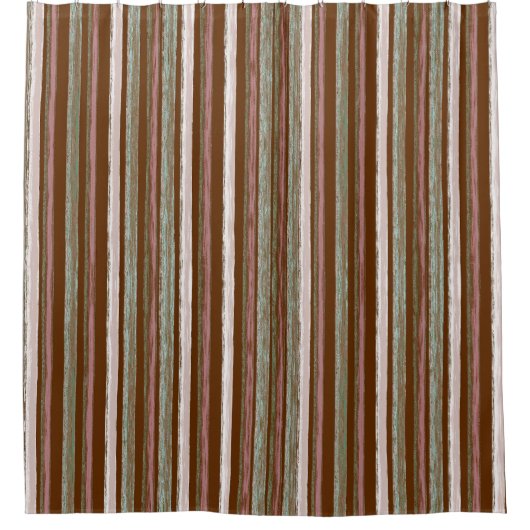 秋素朴の森ストライプのアートバイヒバウィバ シャワーカーテン (正面)