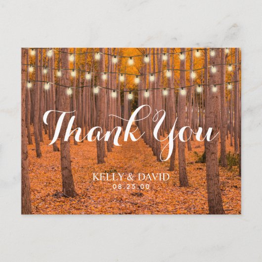 秋素朴の森秋の結婚式ありがとう ポストカード (正面)