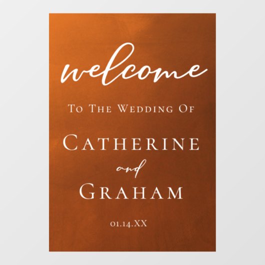 秋素朴の歓迎を燃えたオレンジ結婚色 ウィンドウサイン (シート)