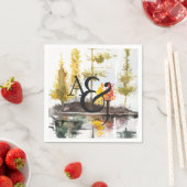 秋素朴の水彩松パーソナライズされた スタンダードカクテルナプキン (インサイチュ)