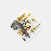 秋素朴の水彩松パーソナライズされた スタンダードカクテルナプキン (角)