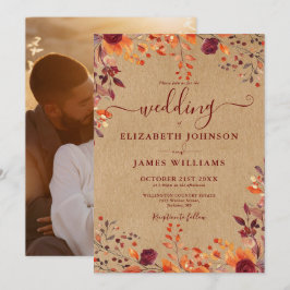 秋素朴の秋離れの写真結婚の 招待状