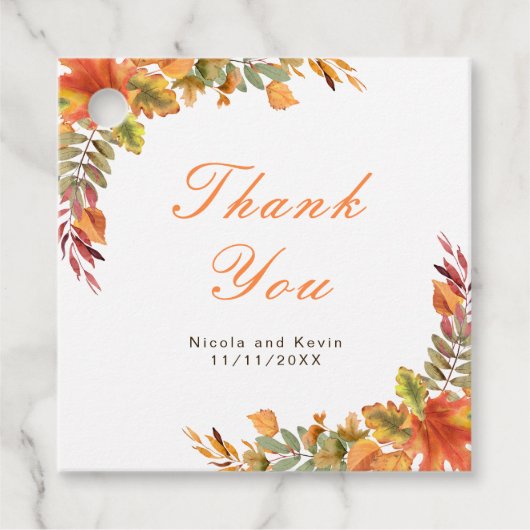秋素朴の紅葉結婚の感謝 フェイバータグ (正面)