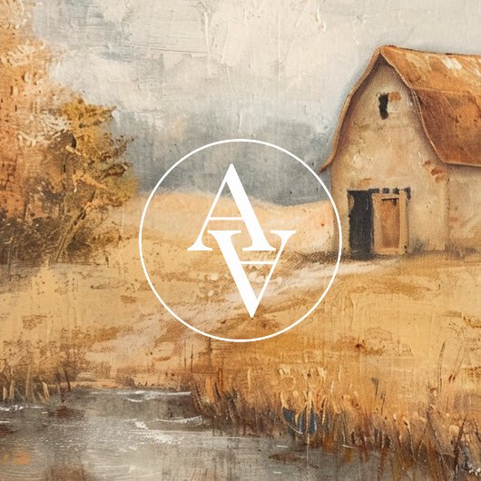 秋素朴の納屋絵を描のヴィンテージ池 ポスター