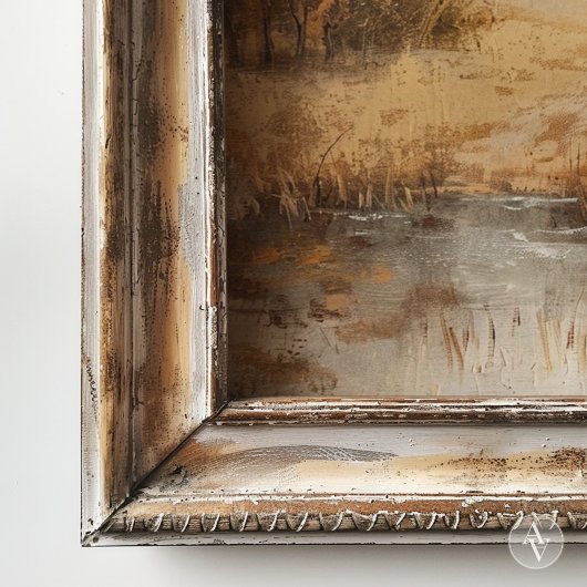 秋素朴の納屋絵を描のヴィンテージ池 ポスター