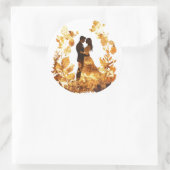 秋素朴の結婚ステッカー ラウンドシール (バッグ)