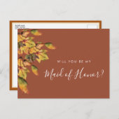 秋素朴の結婚メイド・オブ・オーナー（花嫁付き添い人） インビテーションポストカード (正面/裏面)