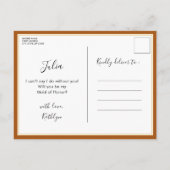 秋素朴の結婚メイド・オブ・オーナー（花嫁付き添い人） インビテーションポストカード (裏面)