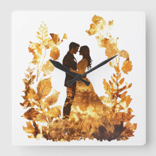 秋素朴の結婚壁時計 スクエア壁時計