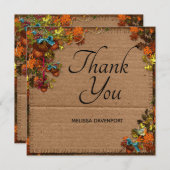 秋素朴の花とアクーズオンダンボーフェイクド サンキューカード (正面/裏面)