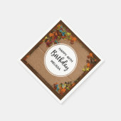 秋素朴の花とアクーズオンダンボーフェイクド スタンダードカクテルナプキン (角)