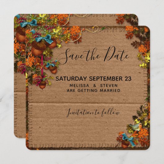 秋素朴の花とアクーズオンダンボーフェイクド セーブザデート (正面/裏面)