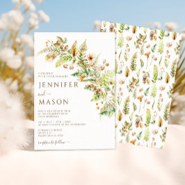 秋素朴の花の森離れ秋の結婚式 招待状