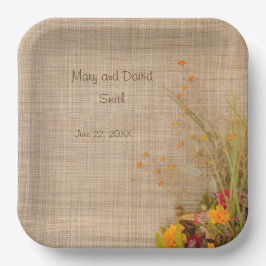 秋素朴の花結婚の紙プレート ペーパープレート