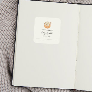 秋素朴の赤ちゃんシャワー蔵書票シール スクエアシール