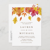 秋素朴のQRコー結婚ドの落下離れ インビテーションポストカード (正面/裏面)