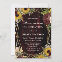 秋素朴ひまわりウッドフレームキンセアニェラ 招待状