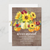 秋素朴ひまわりカボチャ移動告知 案内ポストカード (正面/裏面)
