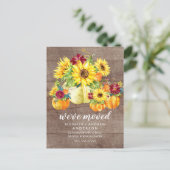秋素朴ひまわりカボチャ移動告知 案内ポストカード (スタンド正面)