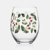 秋素朴アコーン&オーク離れモノグラム ステムなしワイングラス (正面)