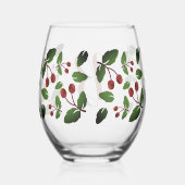 秋素朴アコーン&オーク離れモノグラム ステムなしワイングラス (右)