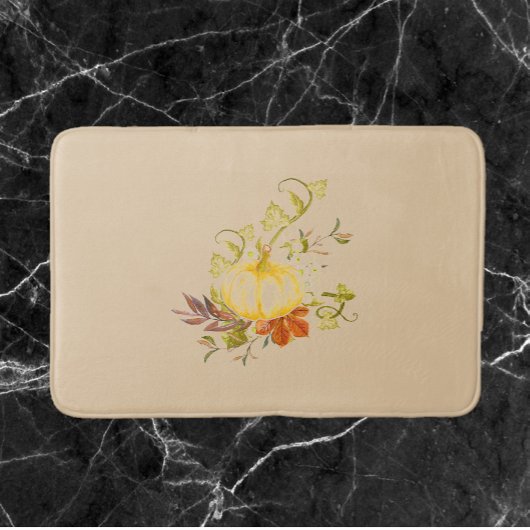 秋素朴イエローベージュと金ゴールド秋 バスマット