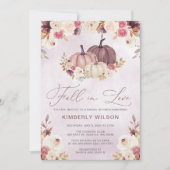 秋素朴インラブカボチャ秋ブライダルシャワー 招待状 (正面)