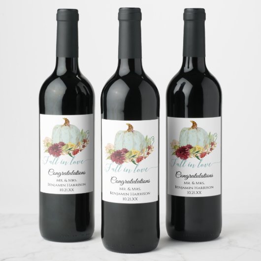 秋素朴インラブブルーパンプキンブルゴーニュフローラ ワインラベル (ボトル)