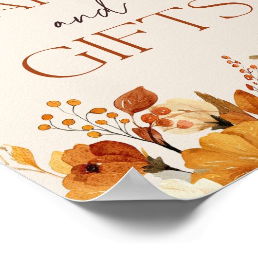 秋素朴インラブ水の色カードギフトサイン ポスター (角)