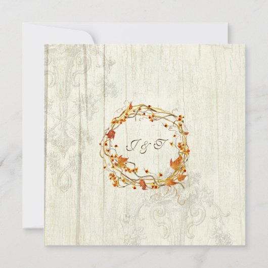 秋素朴ウかわいらしィード結婚ウエレガントッズ 招待状 (裏面)