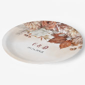 秋素朴ウィンターフローラ結婚ズ ペーパープレート (アングル)