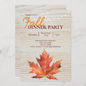 秋素朴ウッドストリングライトディナーパーティー 招待状 (正面/裏面)