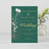 秋素朴エメラルドボヘミアン結婚ワイルドフラワー 招待状 (スタンド正面)