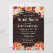 秋素朴オレンジカボチャフローラブライダルシャワー 招待状 (正面)