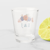 秋素朴オレンジネイビーブルーフローラ結婚ズ ショットグラス (裏面)